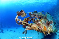 Sailboat wreck that has some very colourful coral growing... by Jaap Voets 